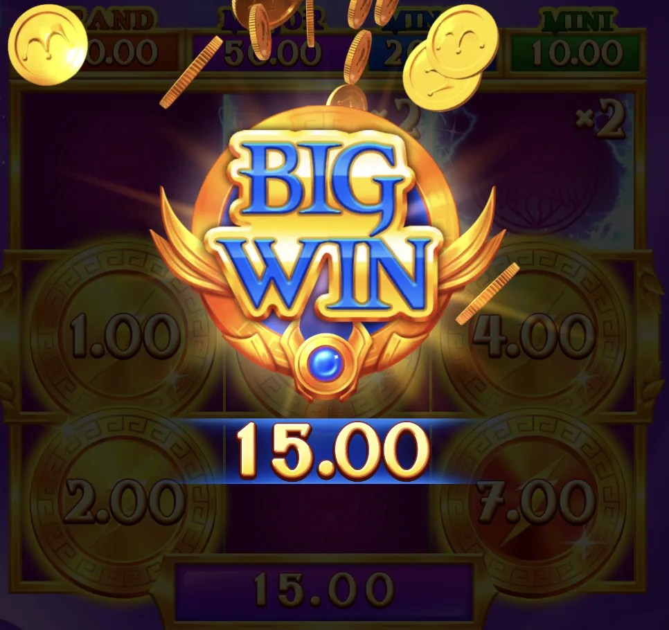 Zeus Sky Slot big win screen