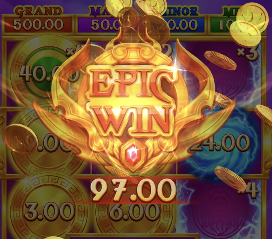 Zeus Sky Slot epic win screen