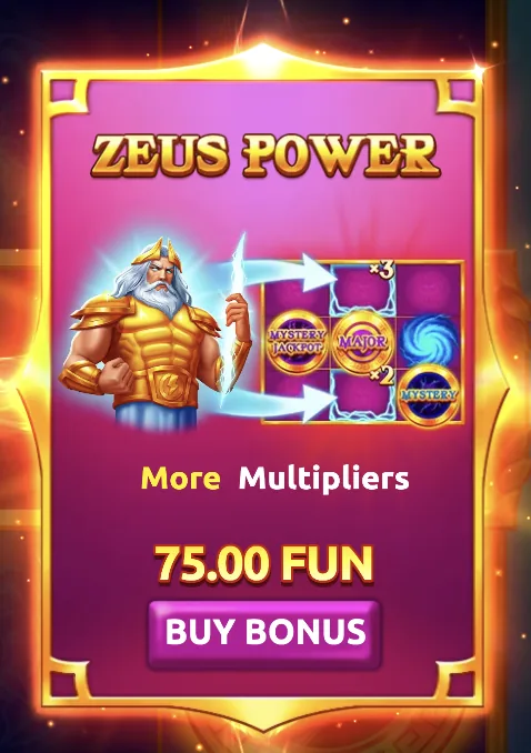 Zeus Power buy bonus panel in Zeus Sky Slot